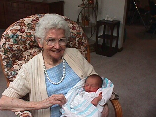 April 4, 2001, Jonathan with Great Grandma